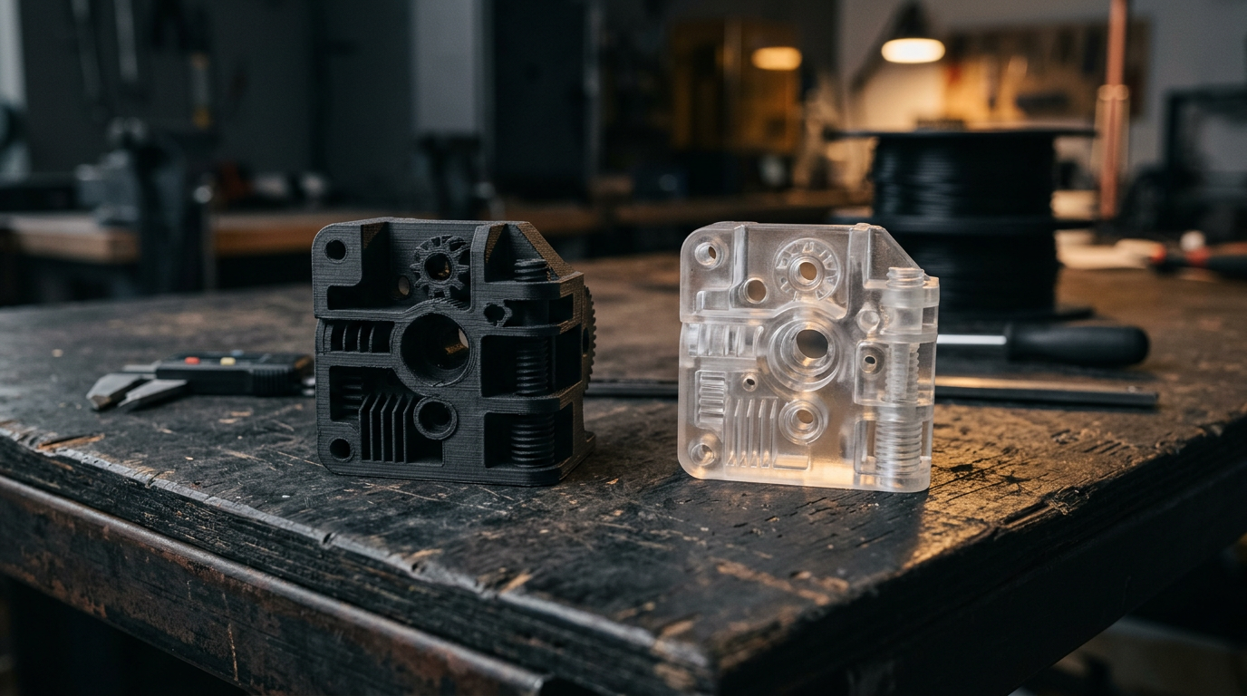 Точная 3D-печатная деталь на рабочем столе